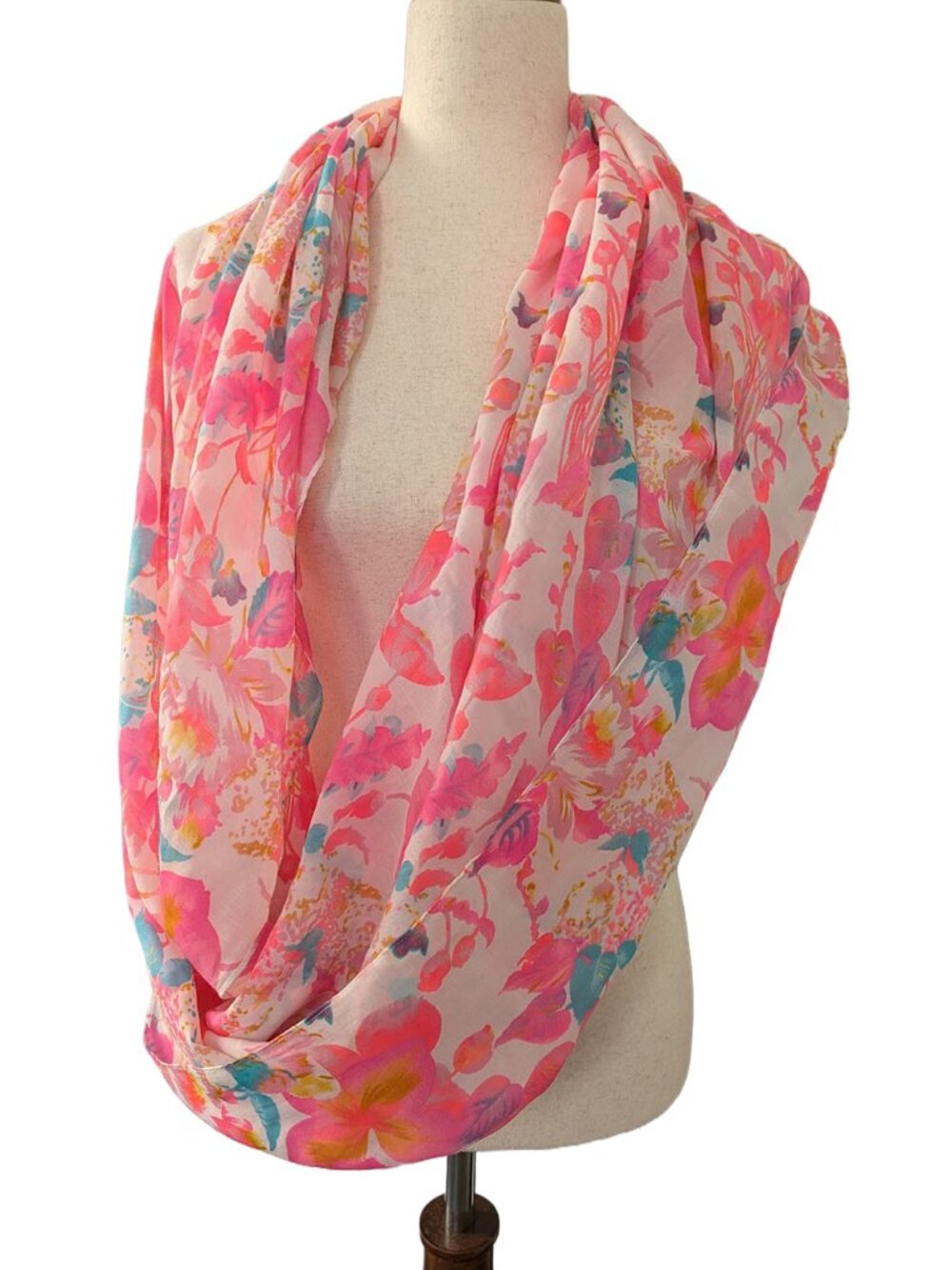 Floral Multicolored Lightweight Infinity Scarf
